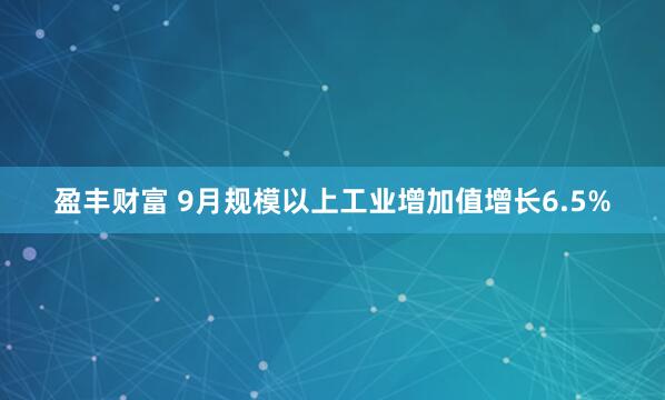 盈丰财富 9月规模以上工业增加值增长6.5%